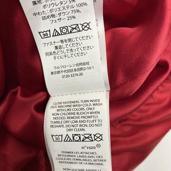 LAUREN RALPH LAUREN  Red  Down Puffer Jacket SIZE 1X - Picture 5 of 7